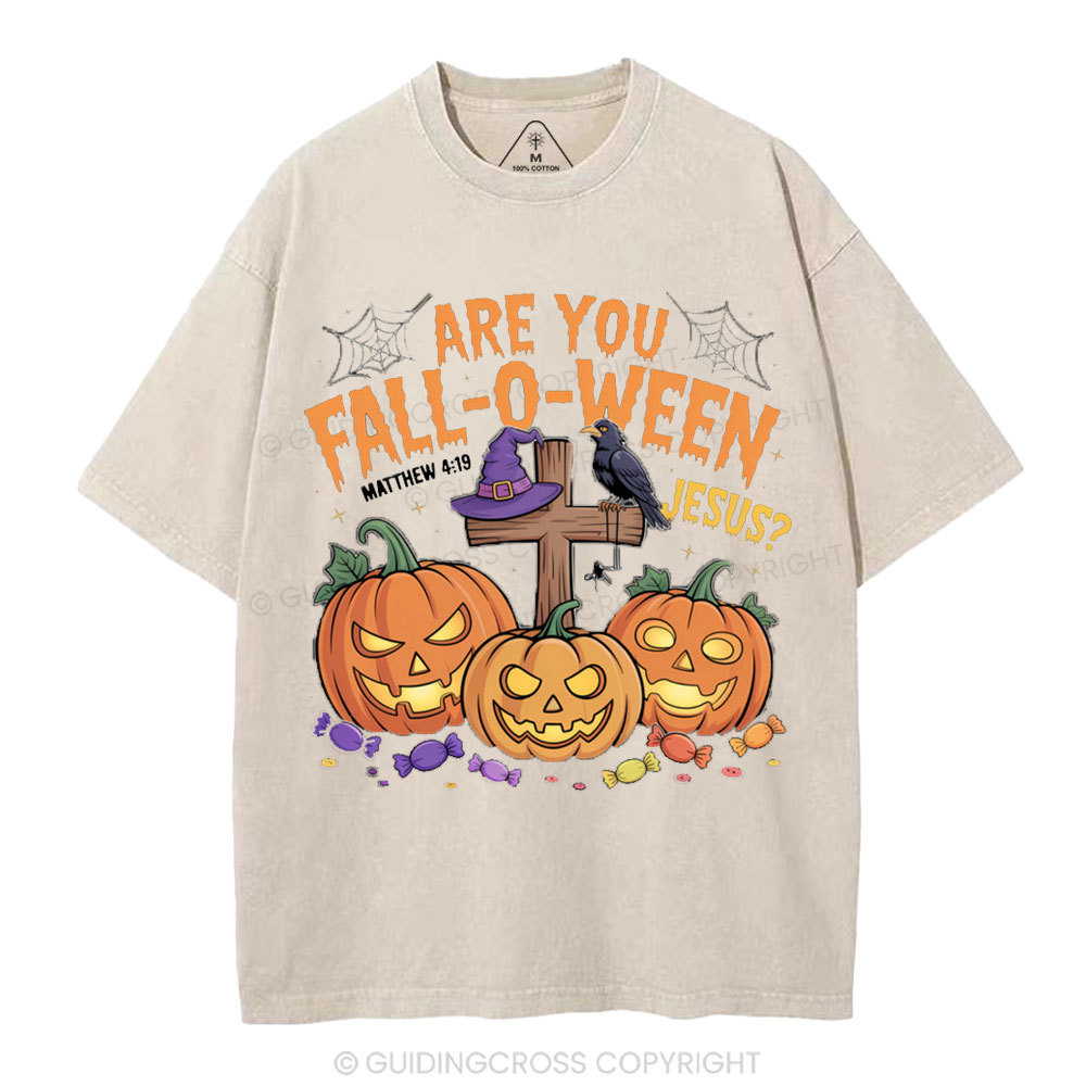Are You Fall-o-ween Jesus Pumpkin Christian Washed T-Shirt