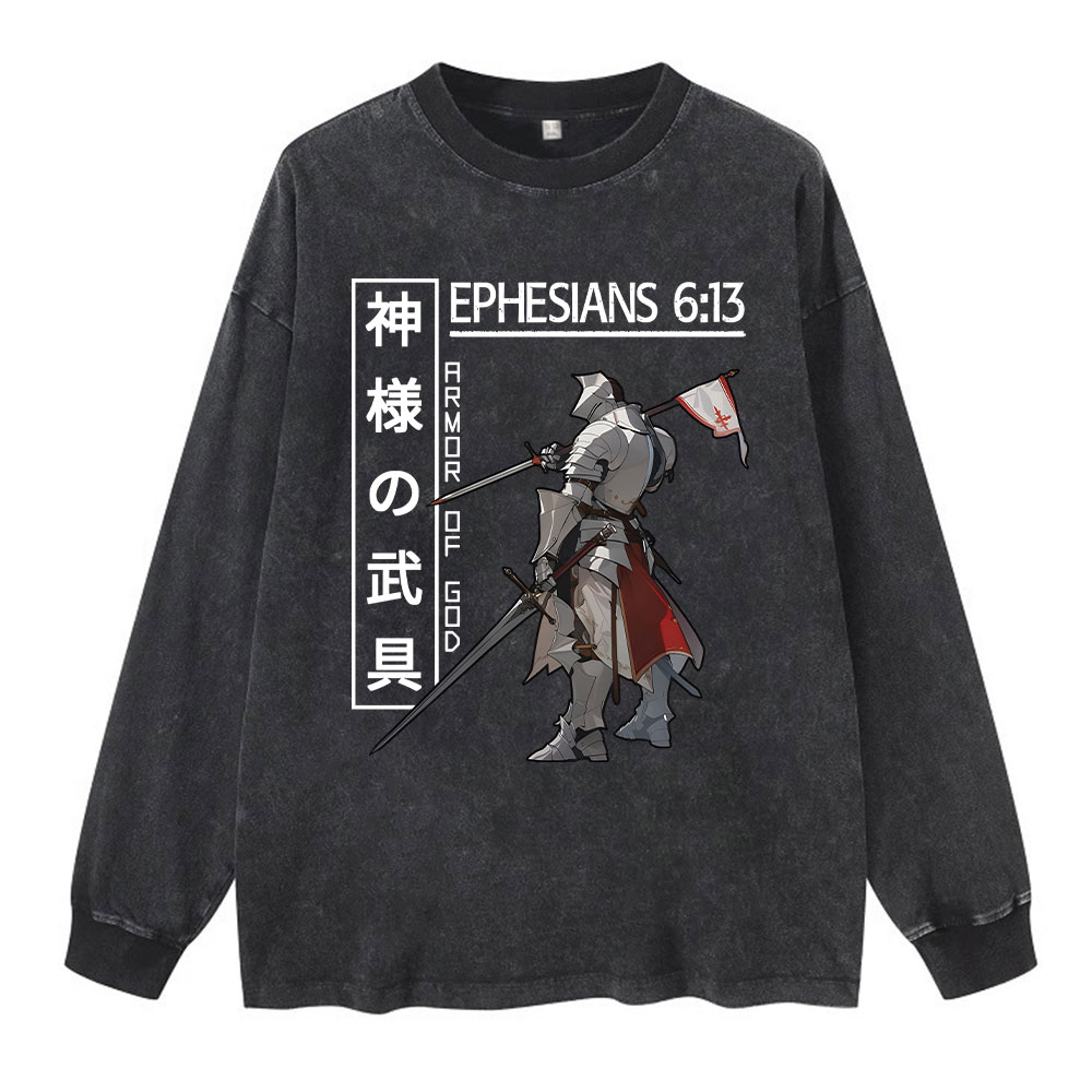 Armor Of God Anime Washed Long Sleeve T-Shirt