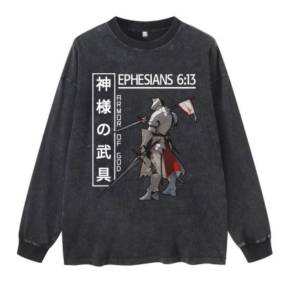 Armor Of God Anime Washed Long Sleeve T-Shirt