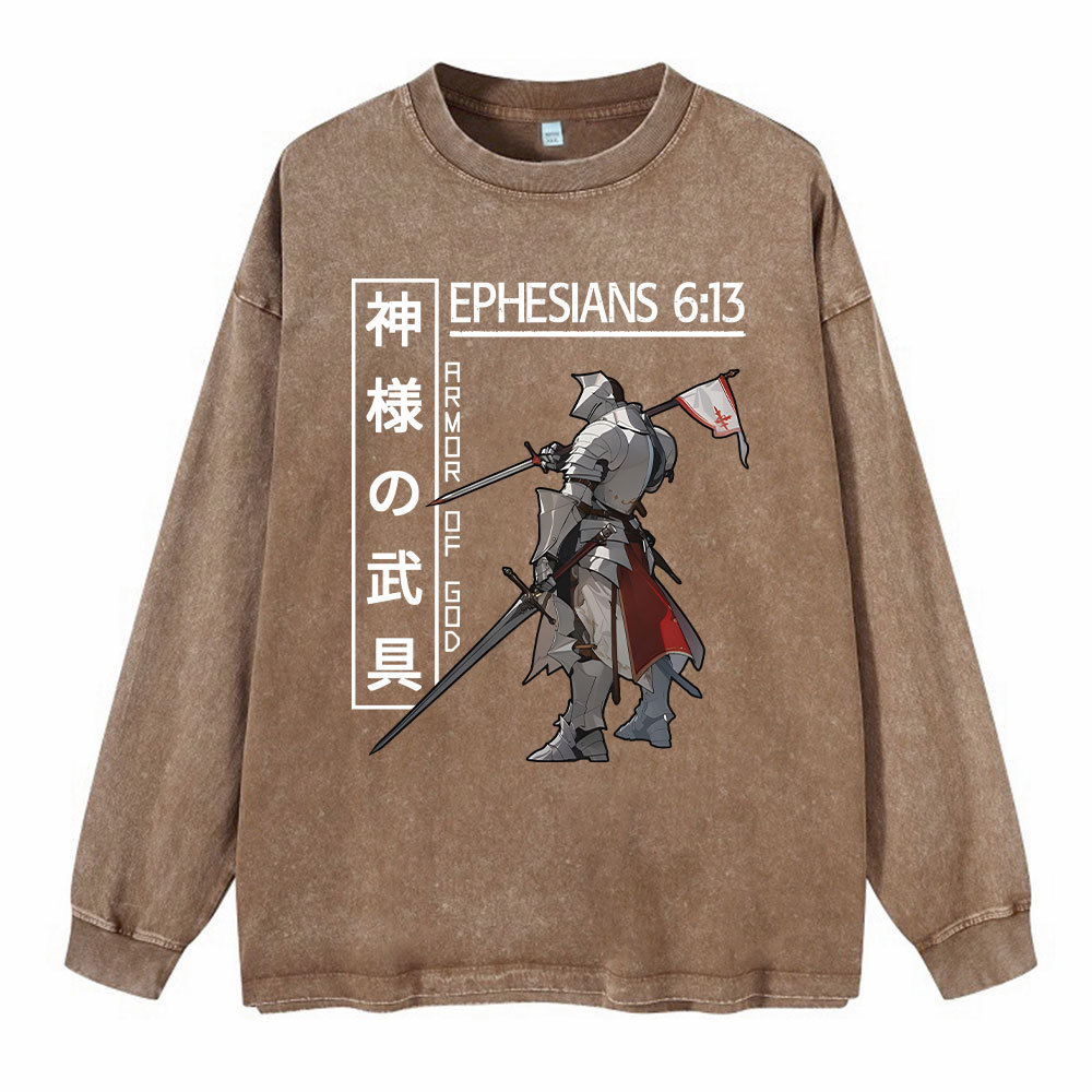 Armor Of God Anime Washed Long Sleeve T-Shirt