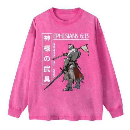 Armor Of God Anime Washed Long Sleeve T-Shirt