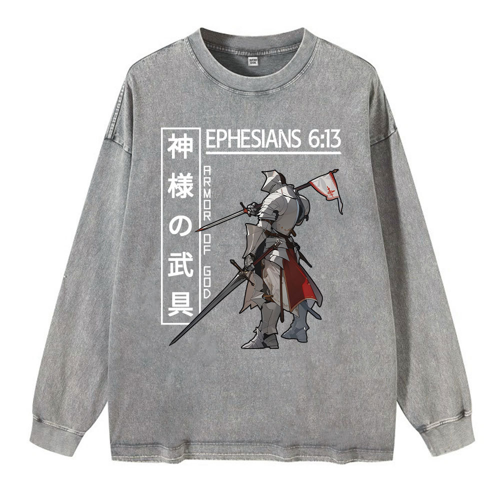 Armor Of God Anime Washed Long Sleeve T-Shirt