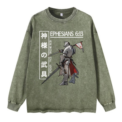 Armor Of God Anime Washed Long Sleeve T-Shirt