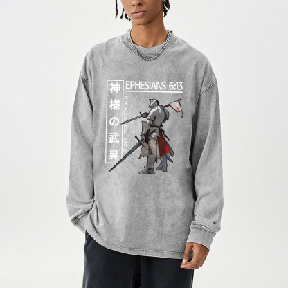 Armor Of God Anime Washed Long Sleeve T-Shirt