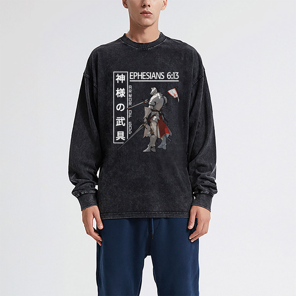 Armor Of God Anime Washed Long Sleeve T-Shirt