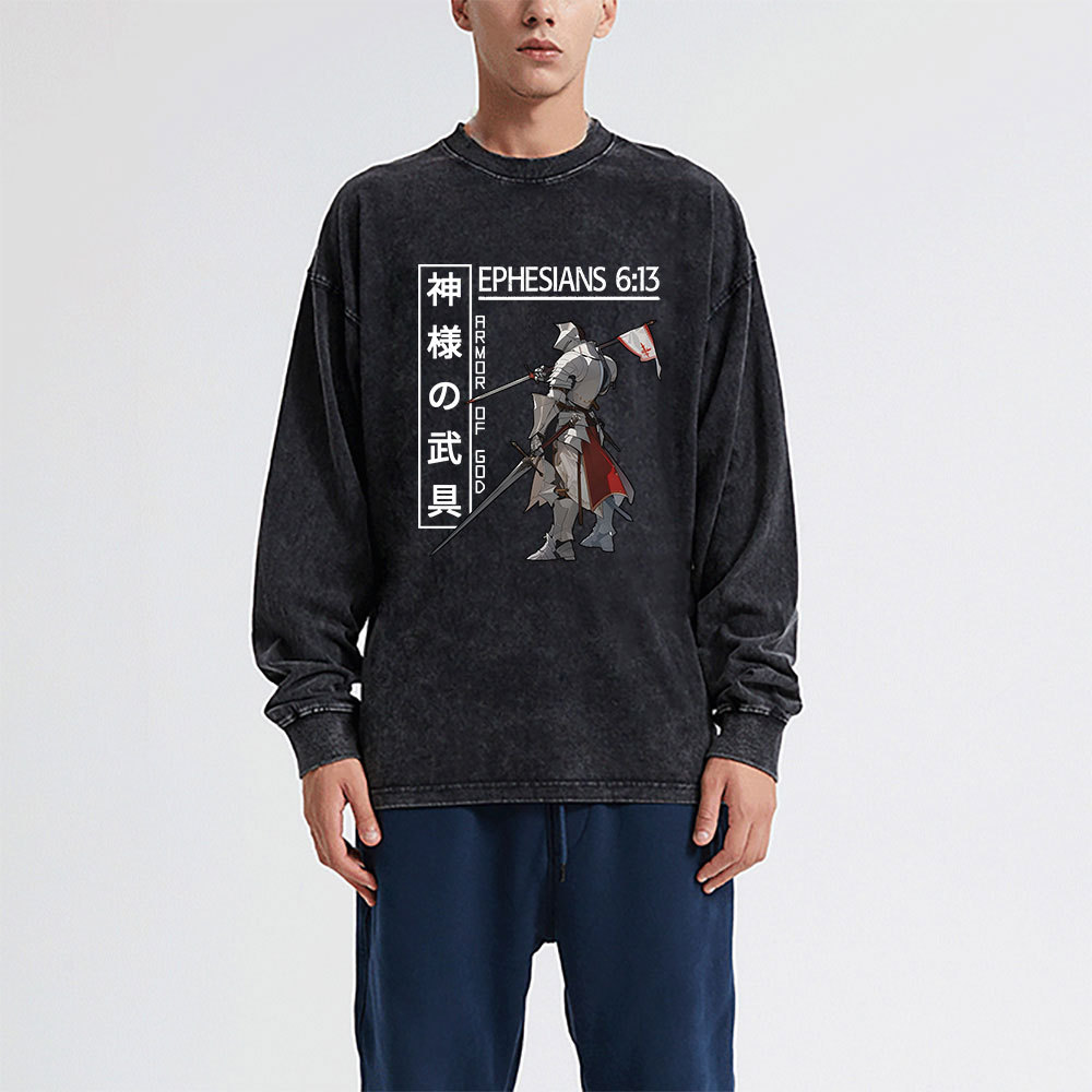 Armor Of God Anime Washed Long Sleeve T-Shirt
