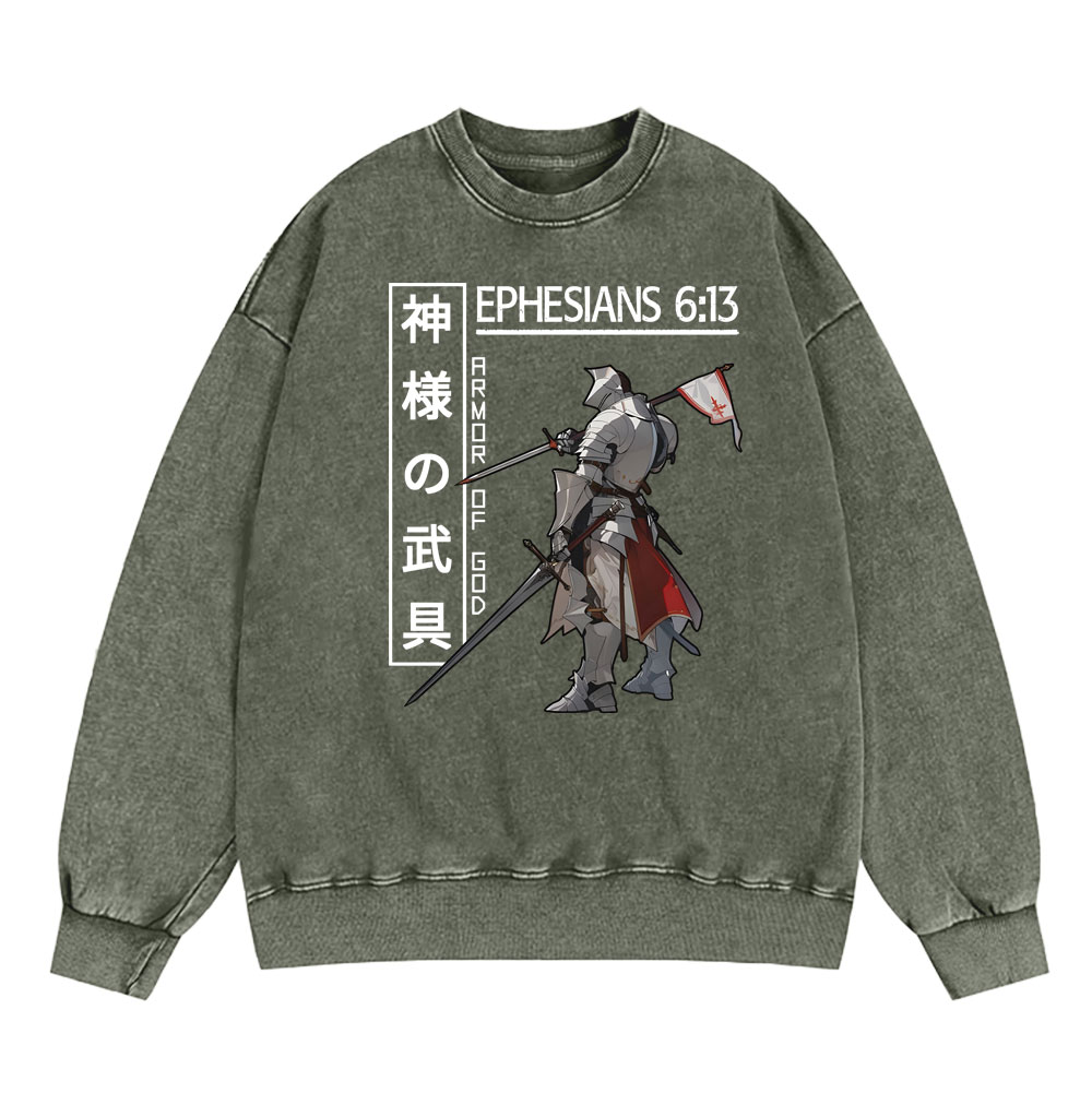 Armor Of God Anime Christian Washed SweatShirt