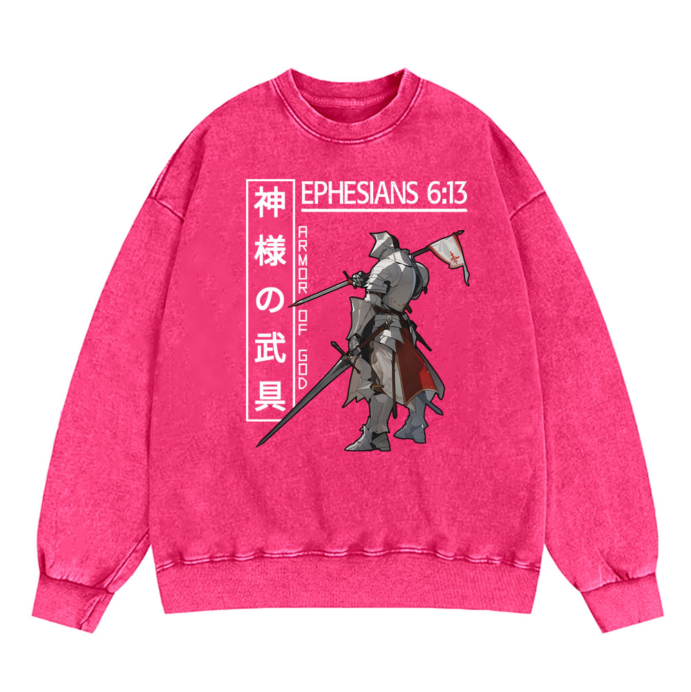 Armor Of God Anime Christian Washed SweatShirt