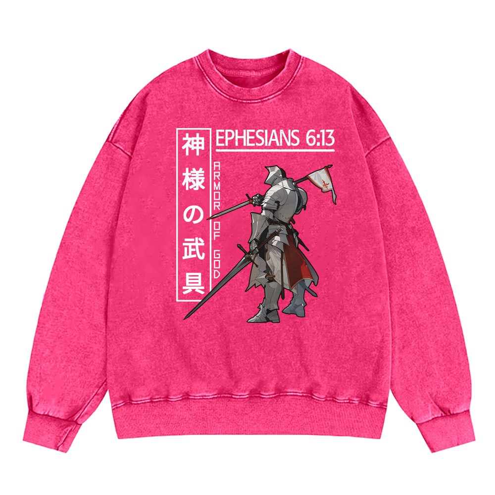 Armor Of God Anime Christian Washed SweatShirt