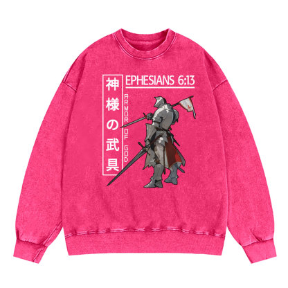 Armor Of God Anime Christian Washed SweatShirt