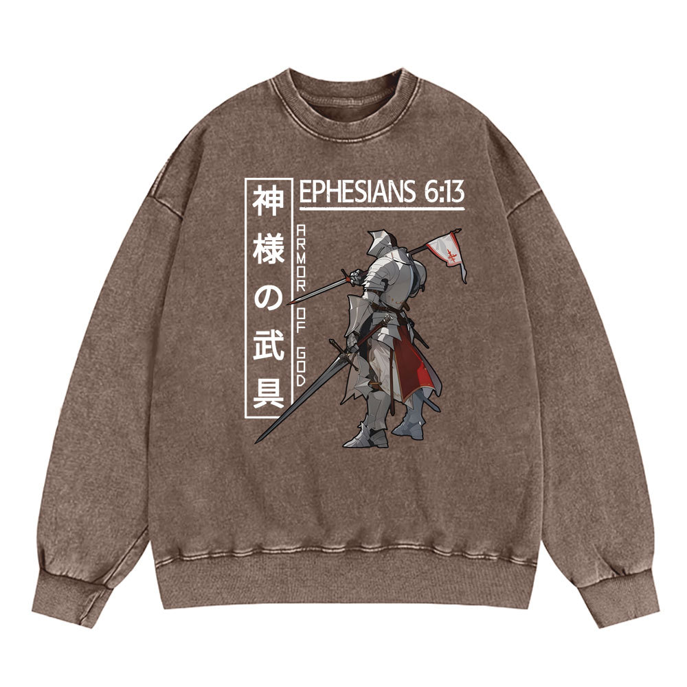 Armor Of God Anime Christian Washed SweatShirt