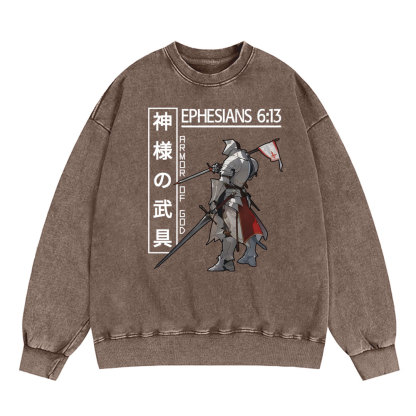 Armor Of God Anime Christian Washed SweatShirt