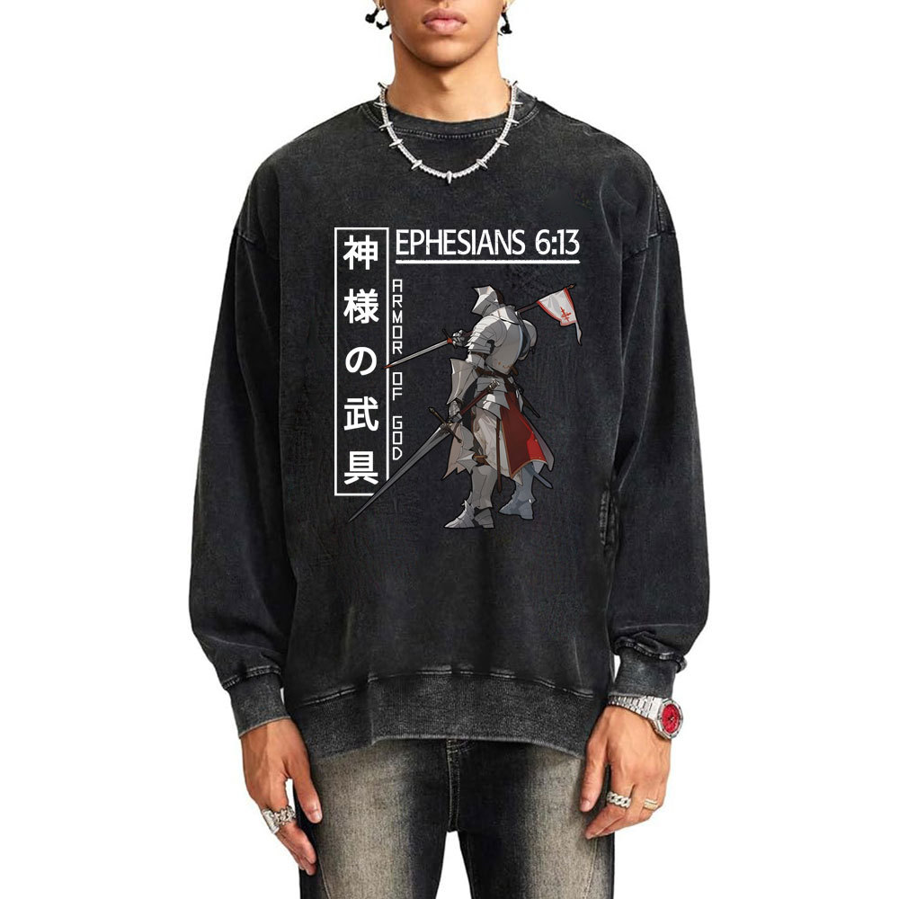 Armor Of God Anime Christian Washed SweatShirt