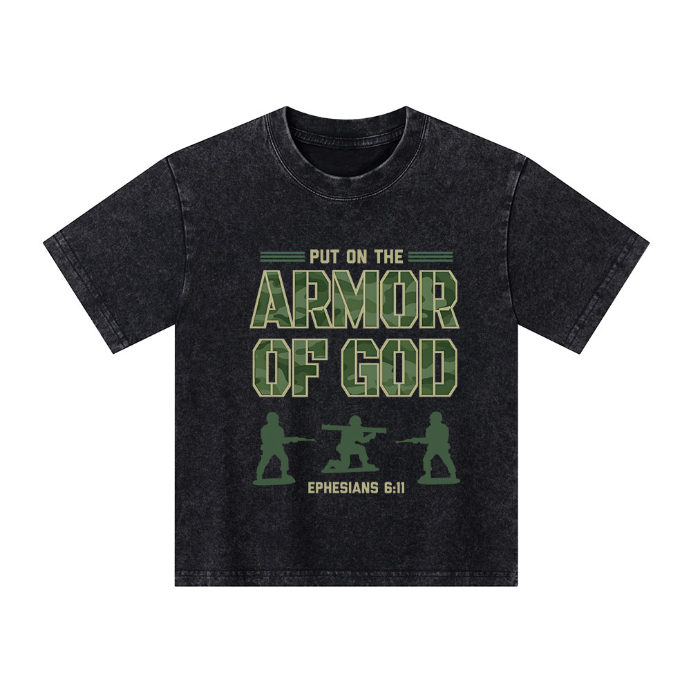 Armor Of God Christian Kid Washed T-Shirt