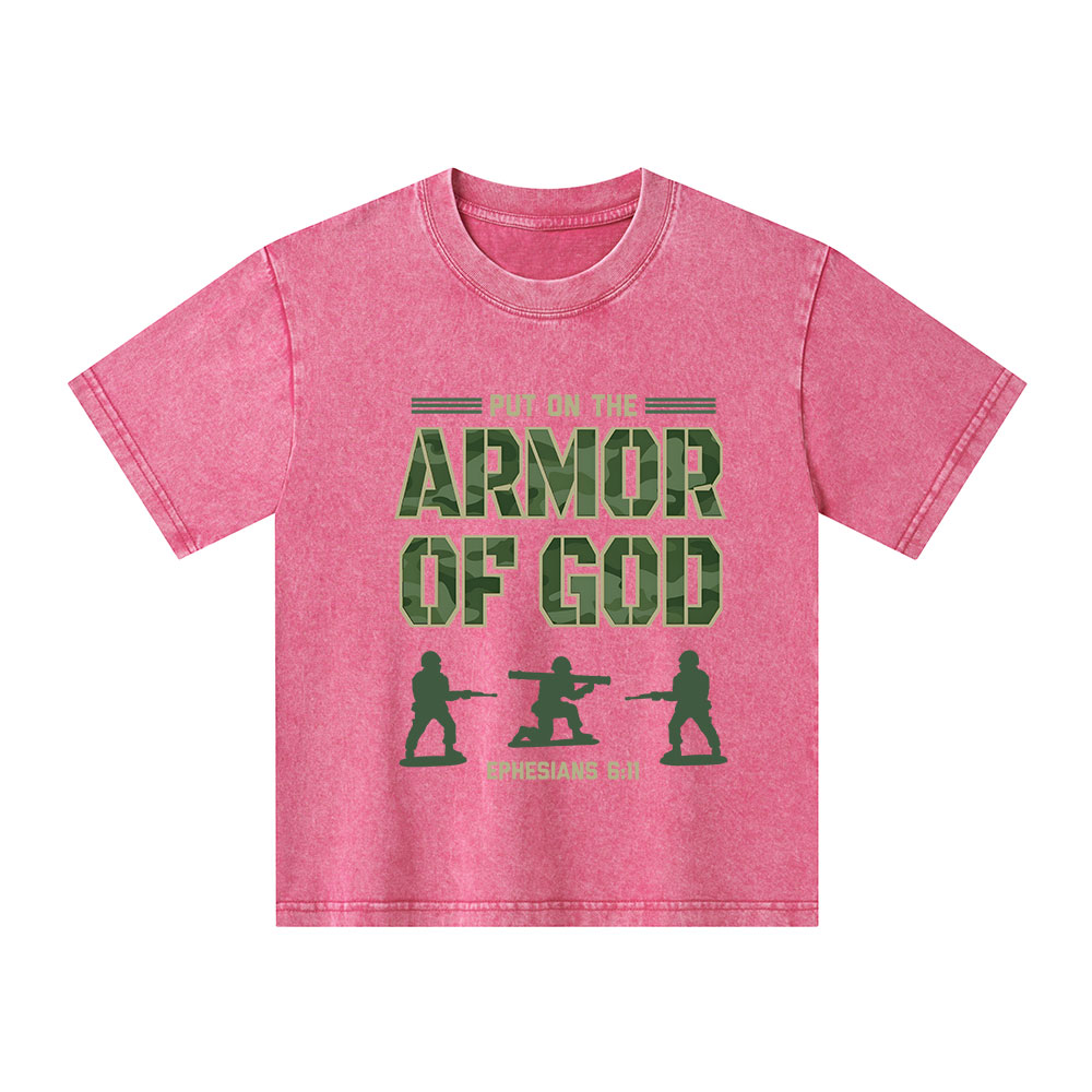 Armor Of God Christian Kid Washed T-Shirt