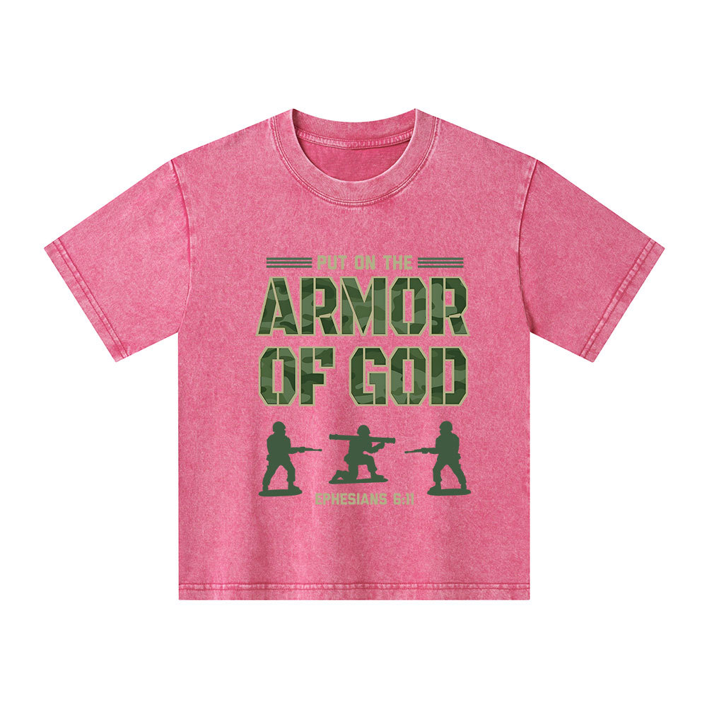 Armor Of God Christian Kid Washed T-Shirt