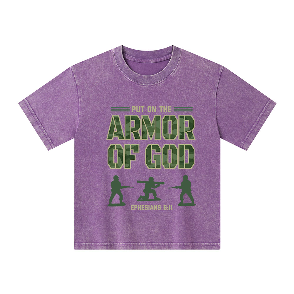 Armor Of God Christian Kid Washed T-Shirt