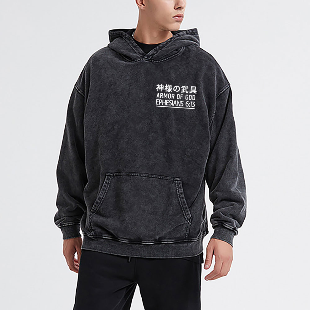 Armor Of God Christian Washed Hoodie