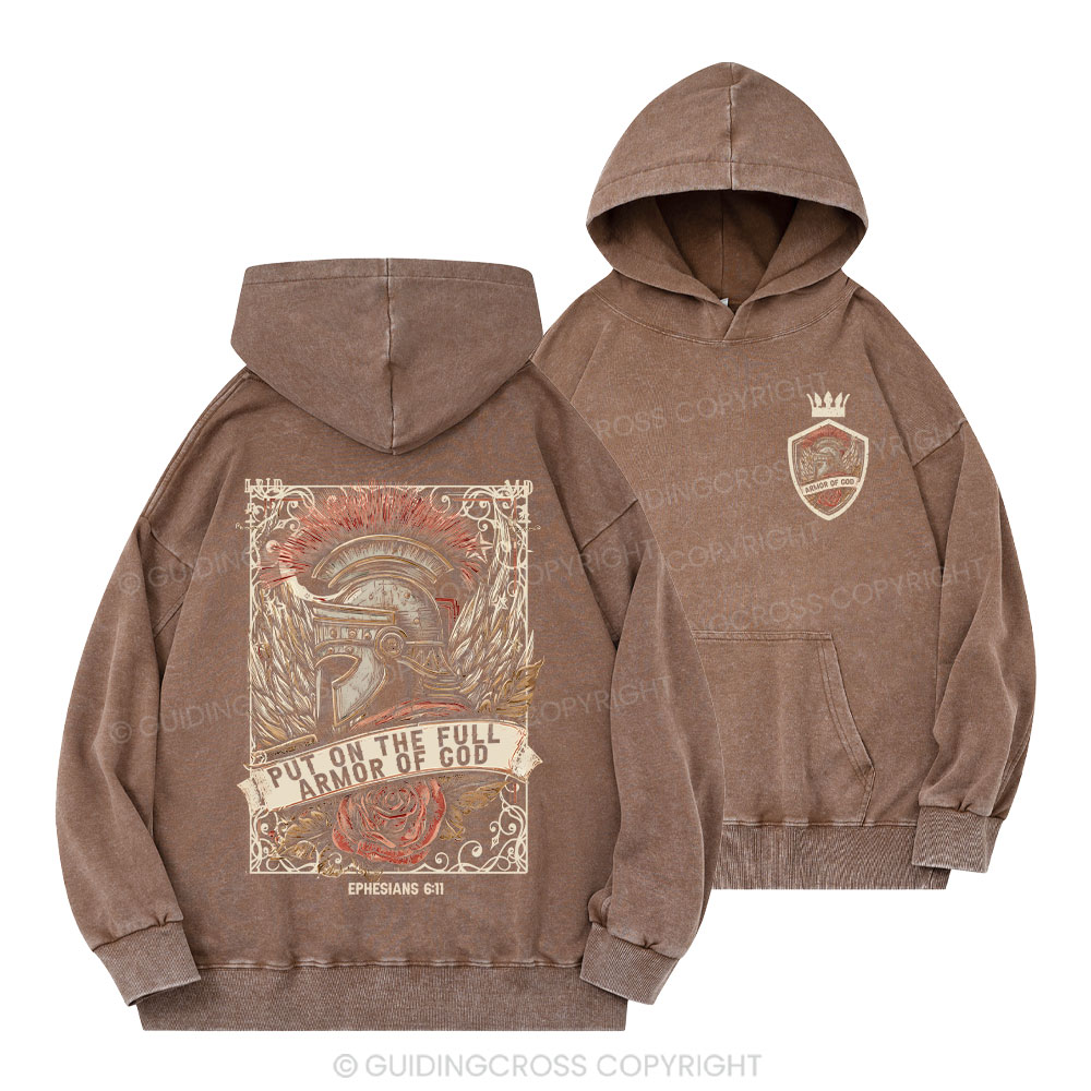 Armor Of God Christian Washed Hoodie 