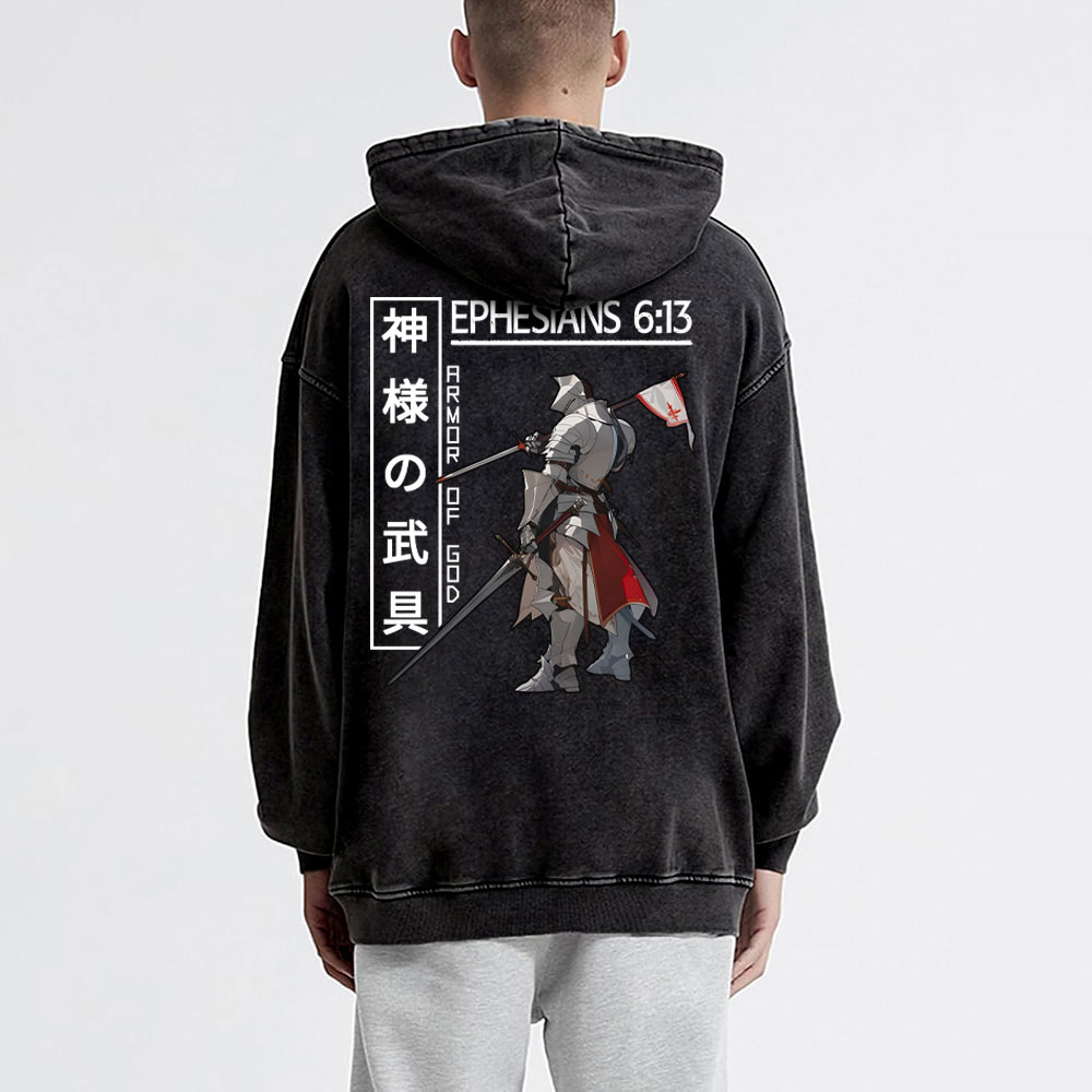 Armor Of God Christian Washed Hoodie