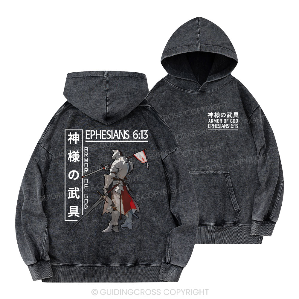 Armor Of God Christian Washed Hoodie