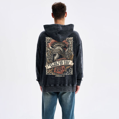 Armor Of God Christian Washed Hoodie 