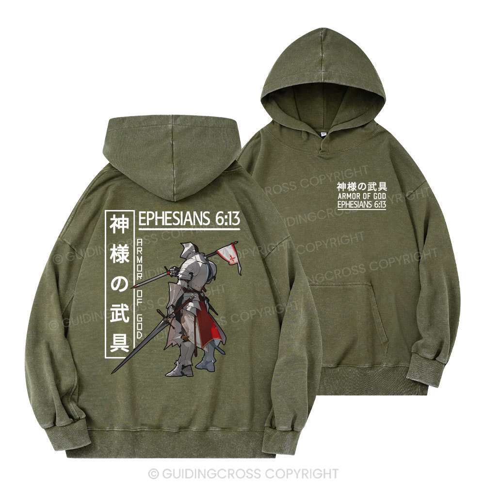 Armor Of God Christian Washed Hoodie