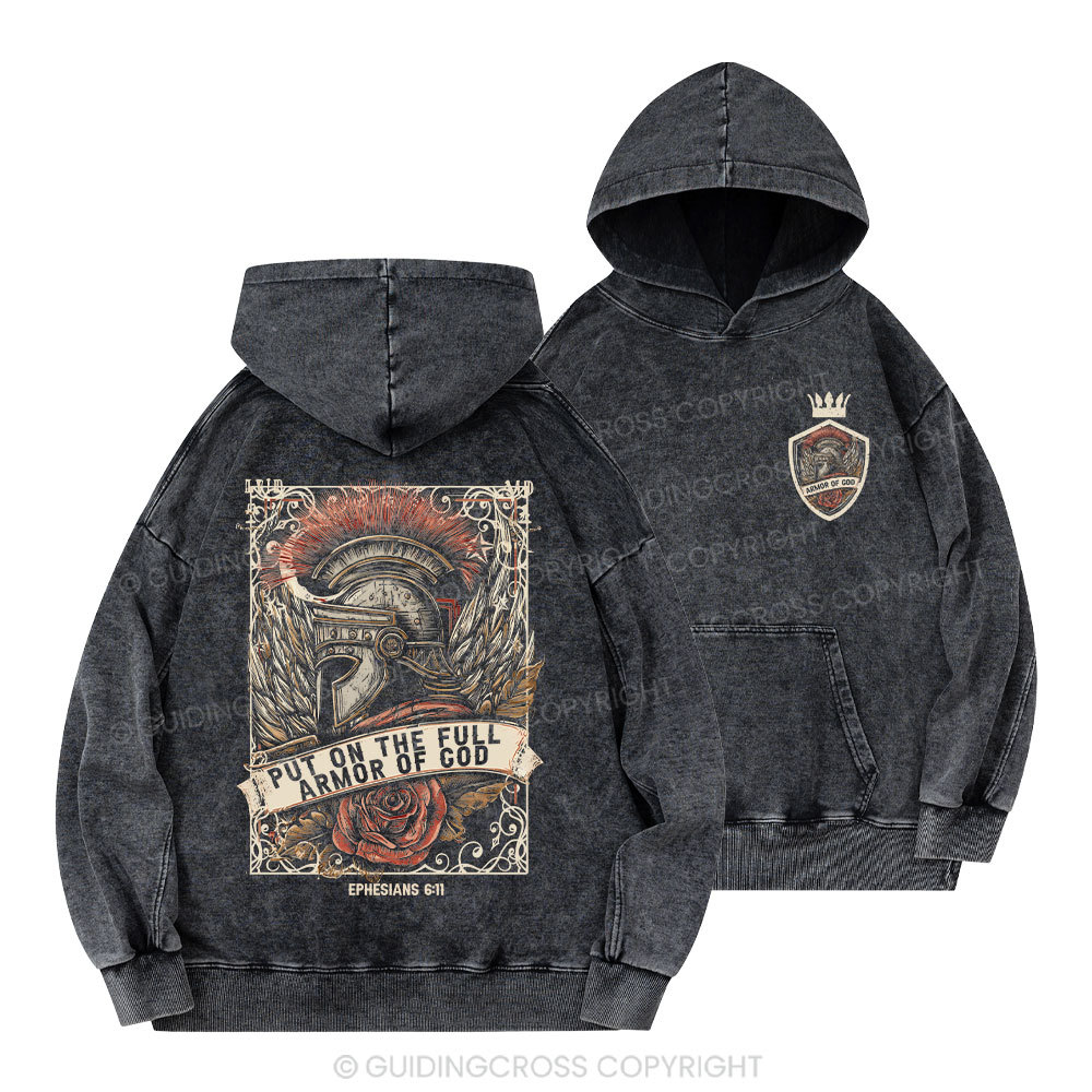 Armor Of God Christian Washed Hoodie 
