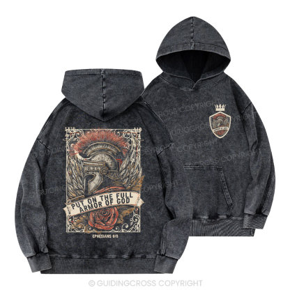 Armor Of God Christian Washed Hoodie 
