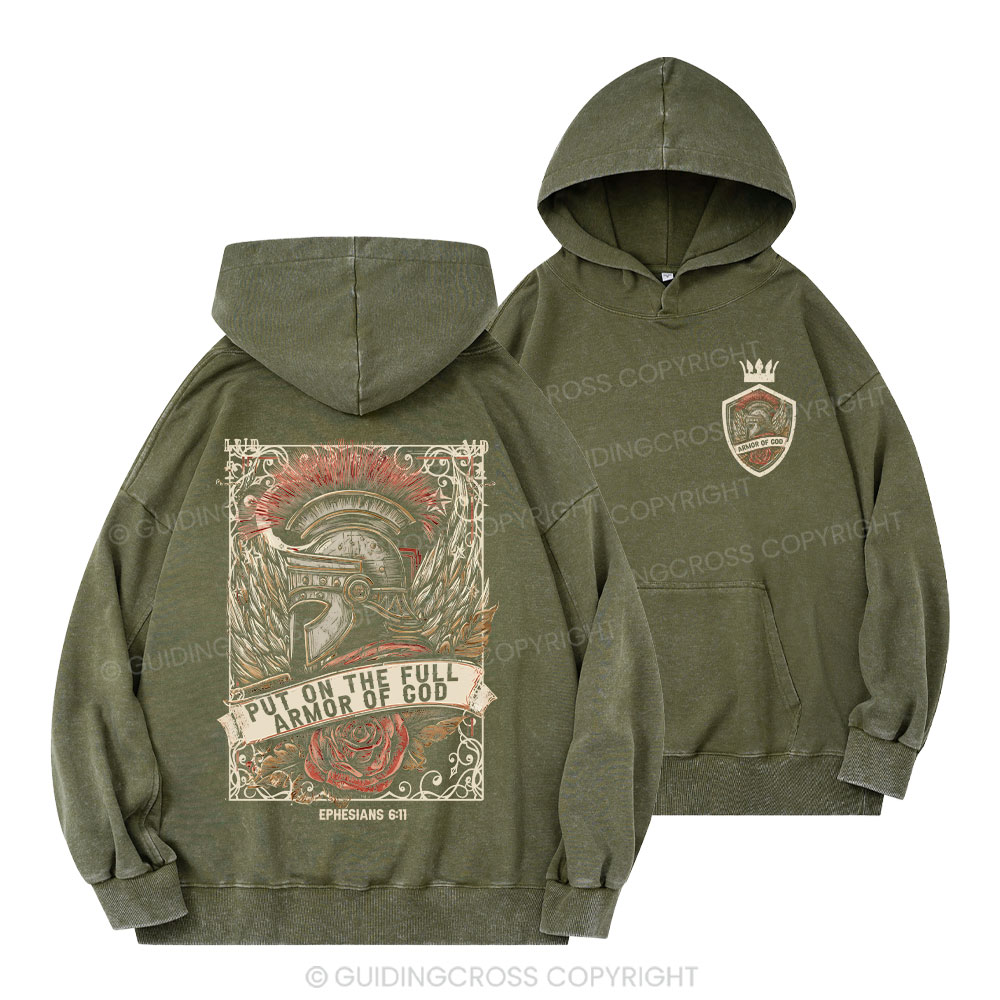 Armor Of God Christian Washed Hoodie 