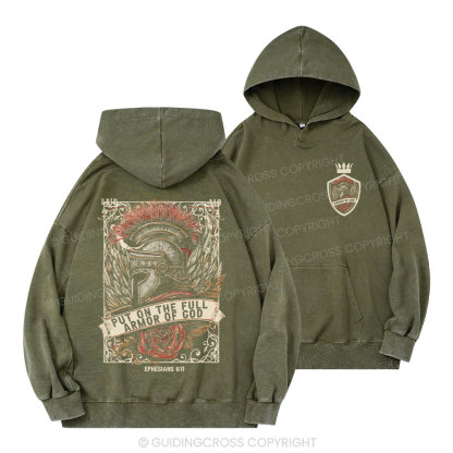 Armor Of God Christian Washed Hoodie 