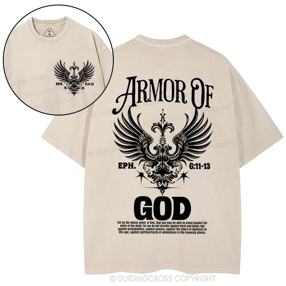 Armor Of God Christian Washed T-Shirt