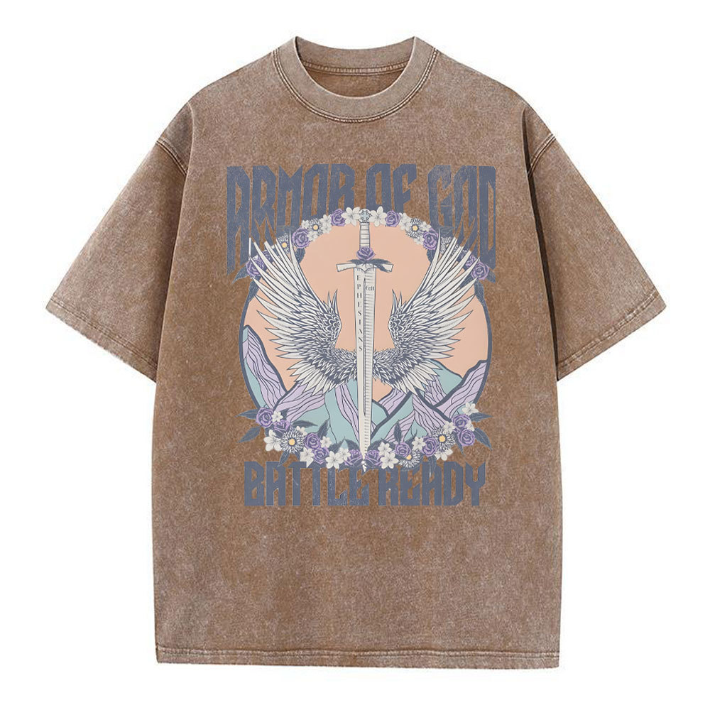 Armor Of God Christian Washed T-Shirt