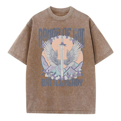 Armor Of God Christian Washed T-Shirt