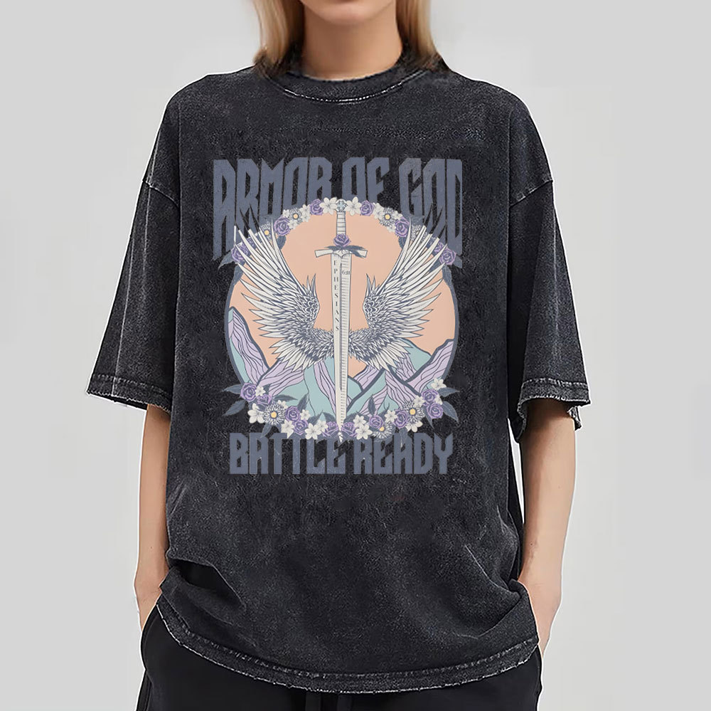 Armor Of God Christian Washed T-Shirt