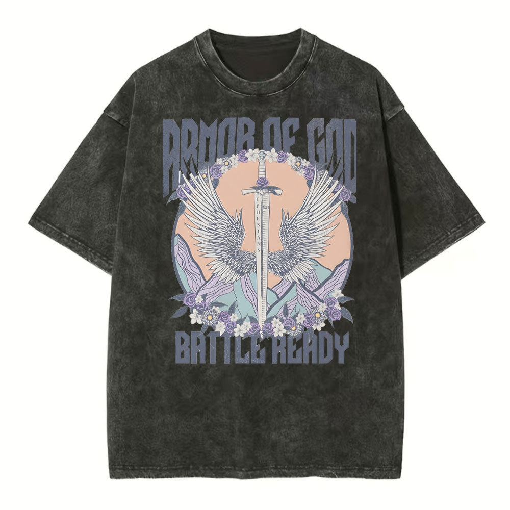 Armor Of God Christian Washed T-Shirt