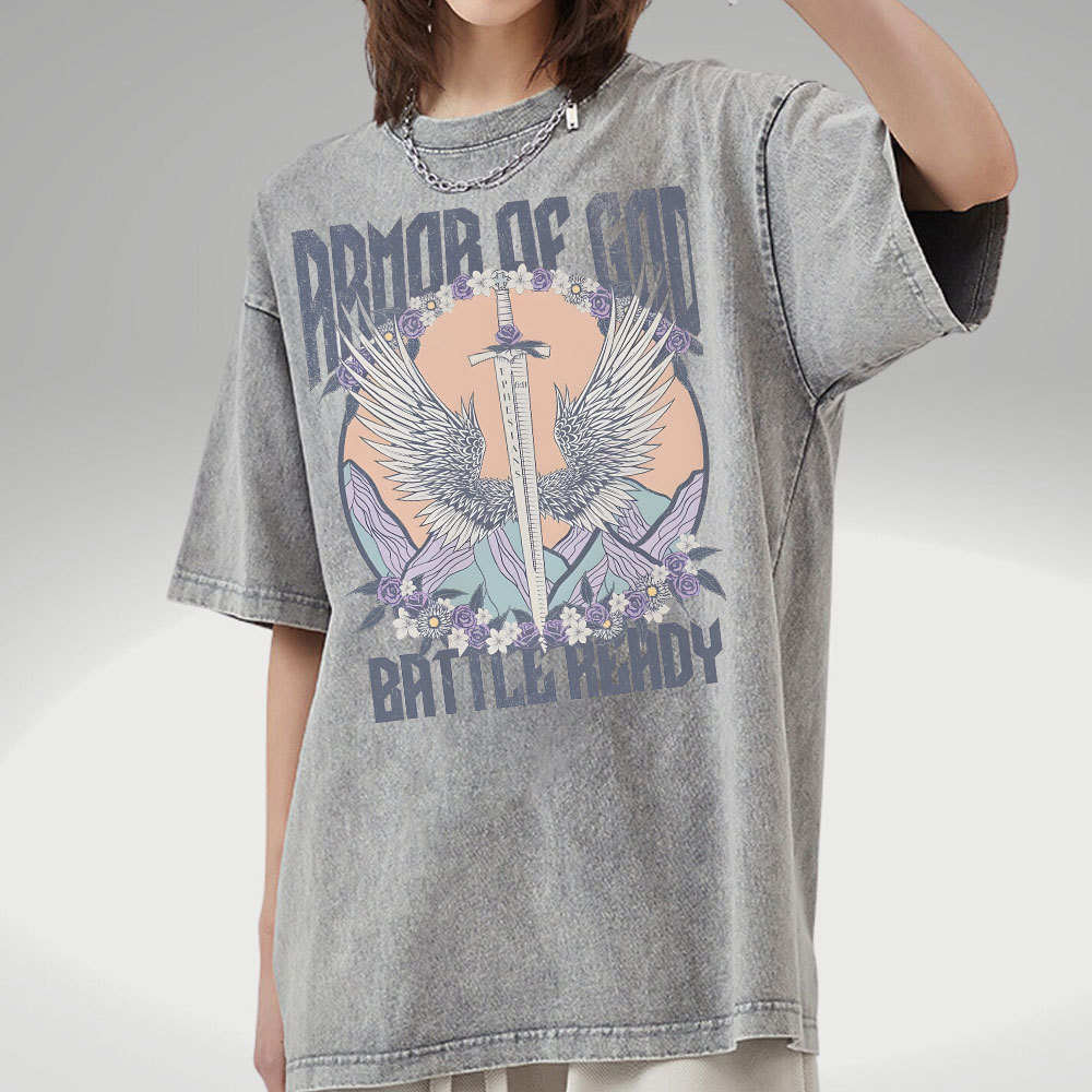 Armor Of God Christian Washed T-Shirt