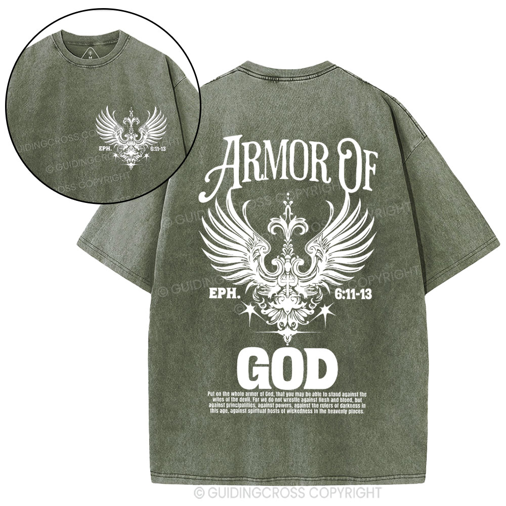 Armor Of God Christian Washed T-Shirt