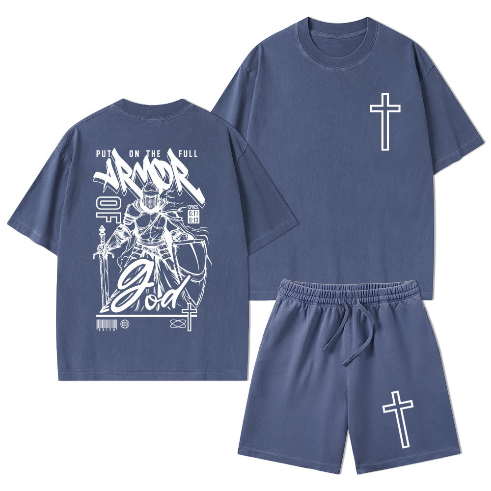 Armor Of God Christian Washed T-Shirt & Shorts
