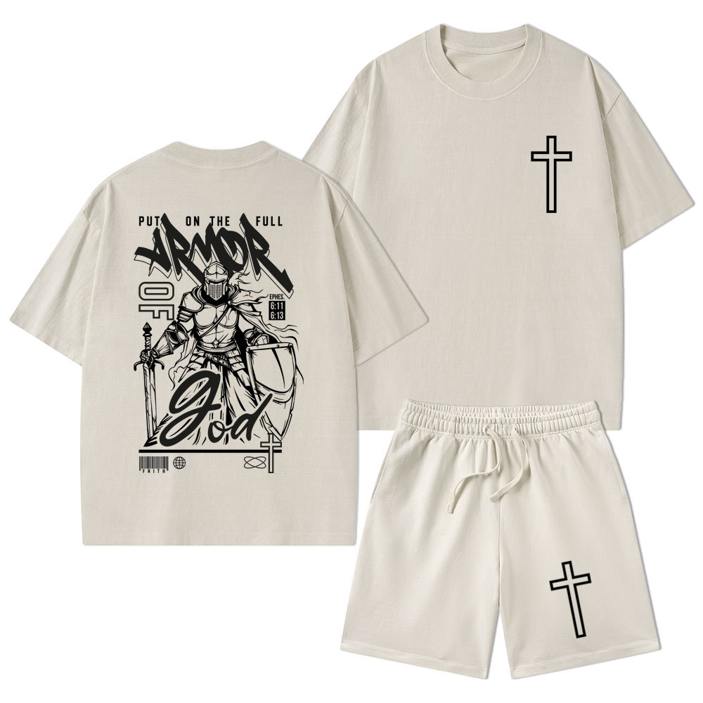 Armor Of God Christian Washed T-Shirt & Shorts