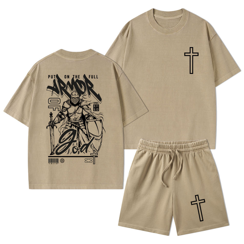 Armor Of God Christian Washed T-Shirt & Shorts
