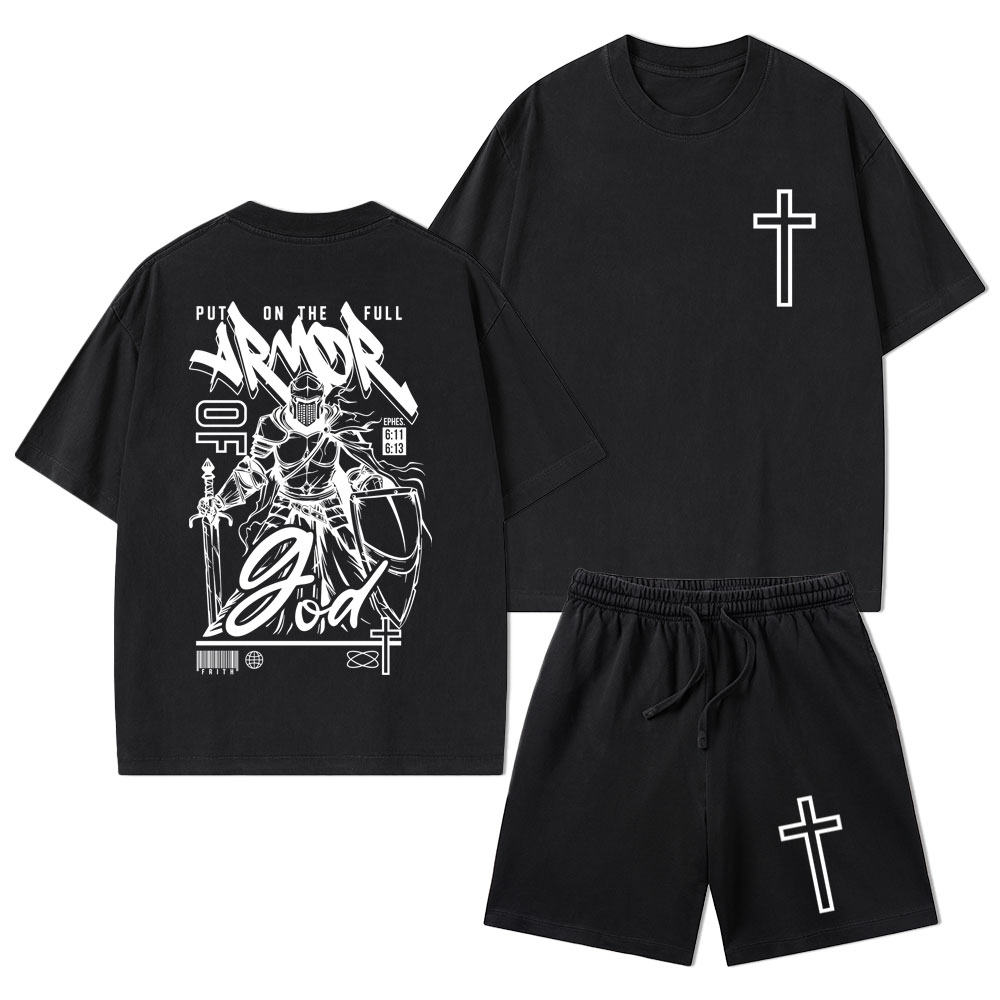 Armor Of God Christian Washed T-Shirt & Shorts