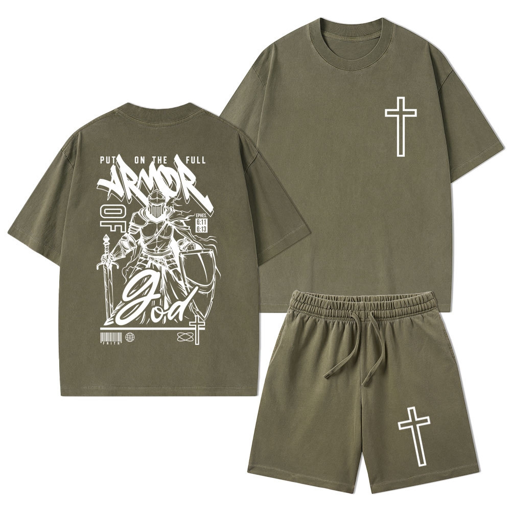 Armor Of God Christian Washed T-Shirt & Shorts
