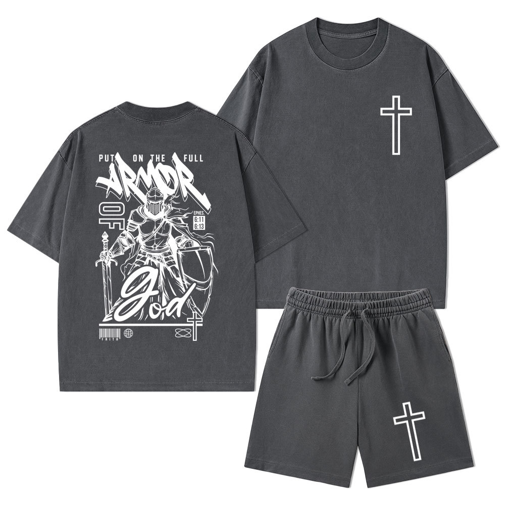 Armor Of God Christian Washed T-Shirt & Shorts