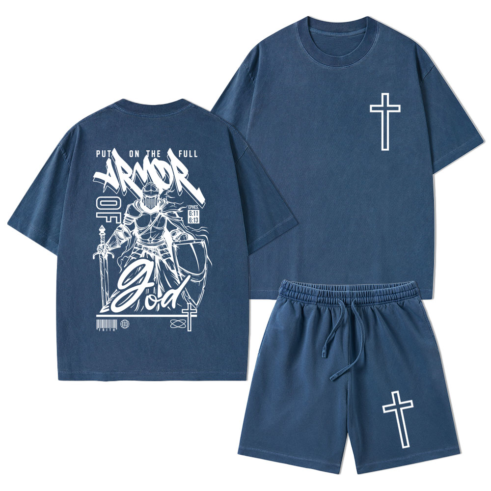 Armor Of God Christian Washed T-Shirt & Shorts