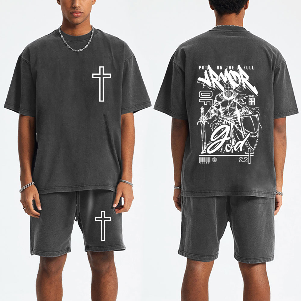 Armor Of God Christian Washed T-Shirt & Shorts