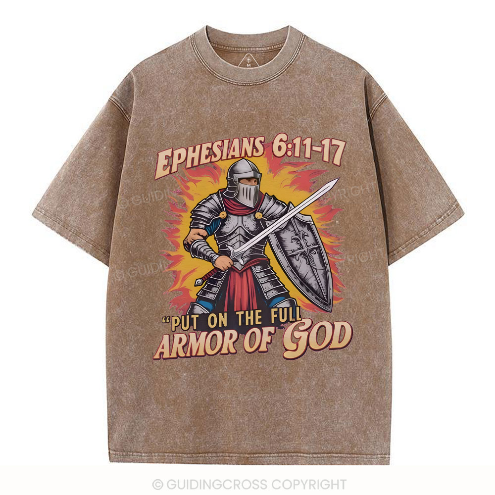 Armor Of God Christian Washed T-Shirt