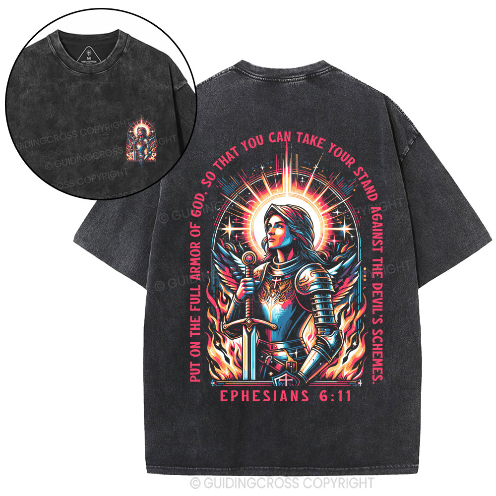 Armor Of God Christian Washed T-Shirt