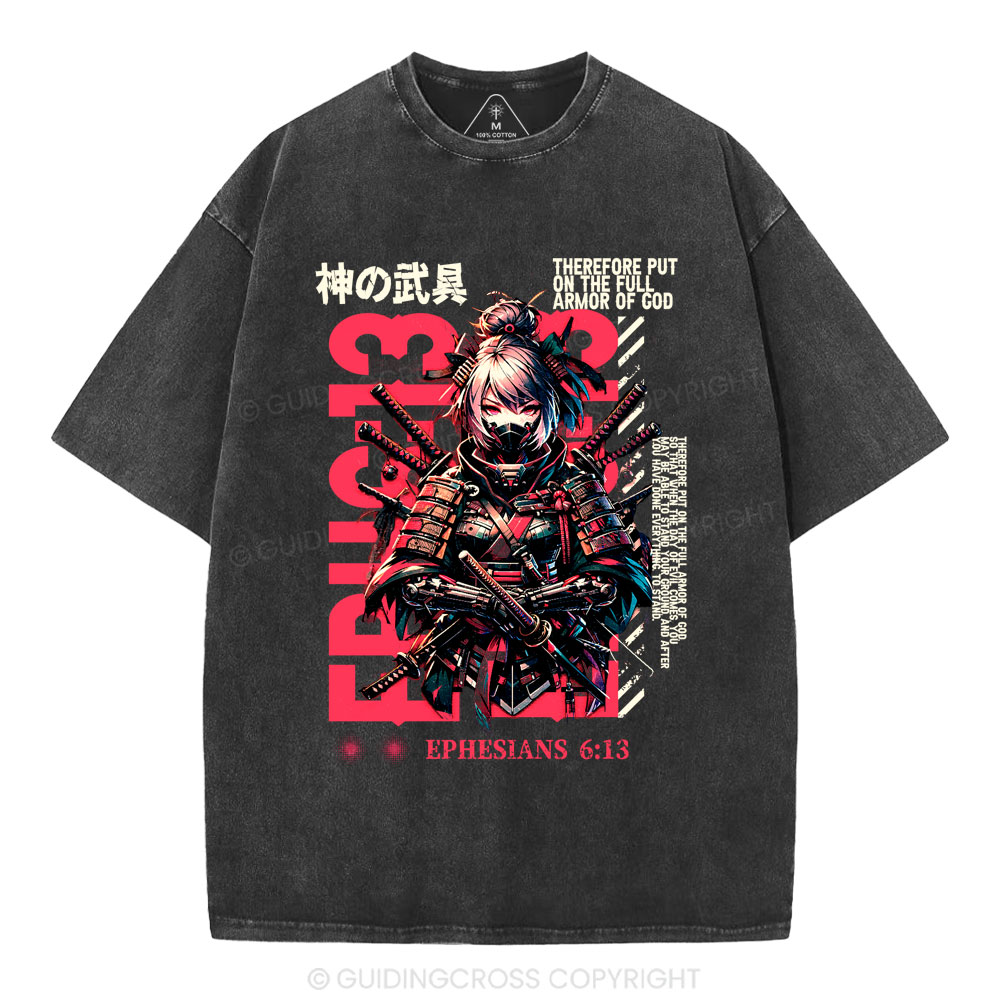 Armor Of God Christian Washed T-Shirt