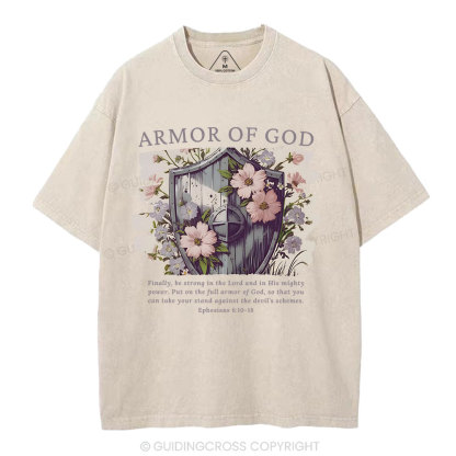 Armor Of God Christian Washed T-Shirt